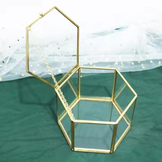 Custom Wedding Glass Jewelry Box with Velvet Compartments
