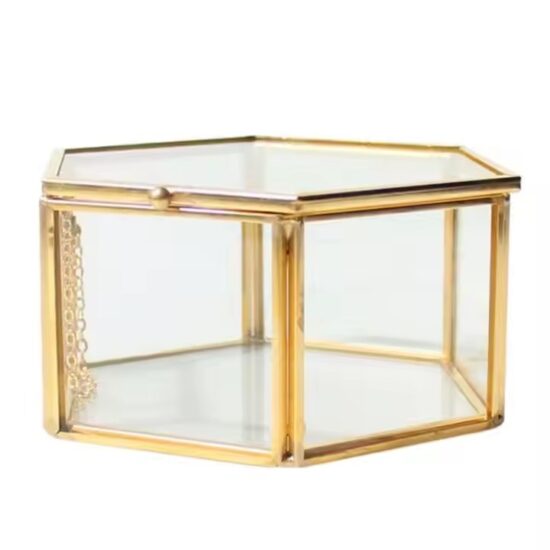 Custom Wedding Glass Jewelry Box with Velvet Compartments
