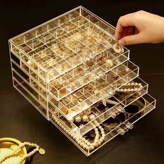 Luxury Clear Acrylic Jewelry Box with Velvet Lining