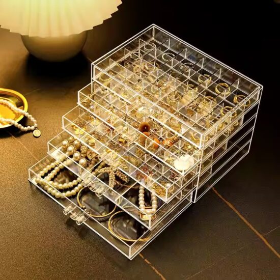 Luxury Clear Acrylic Jewelry Box with Velvet Lining