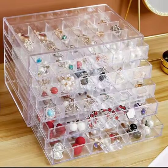 Luxury Clear Acrylic Jewelry Box with Velvet Lining