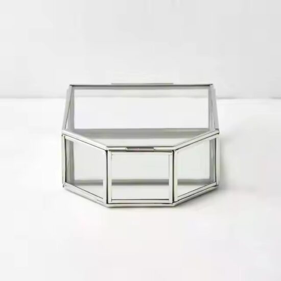Modern Transparent Metal Jewelry Box for Rings, Earrings, Necklaces