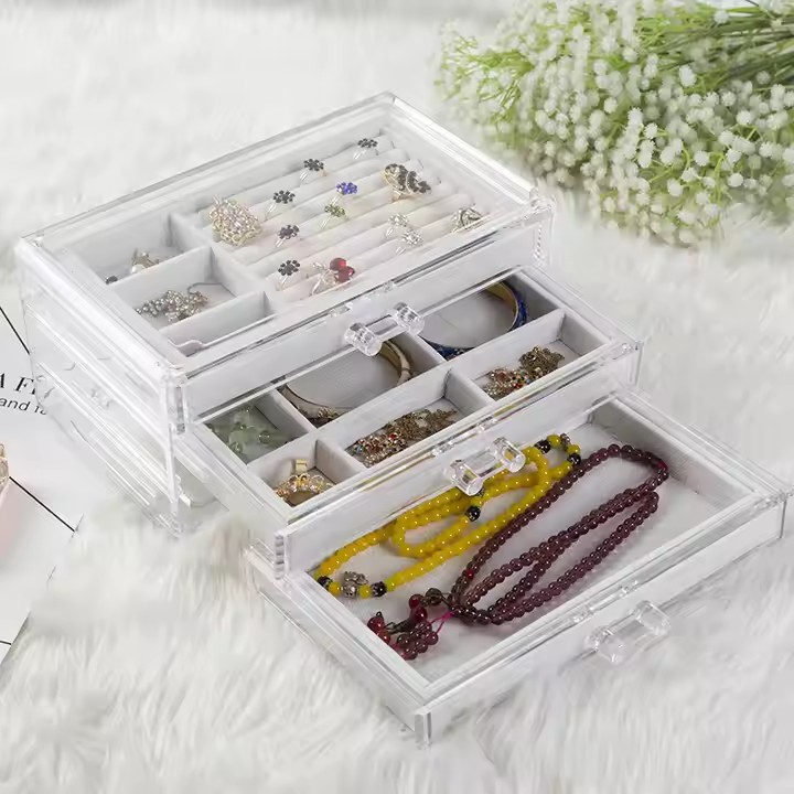 Custom Multi-Functional Acrylic Jewelry Box with Drawers and Dividers