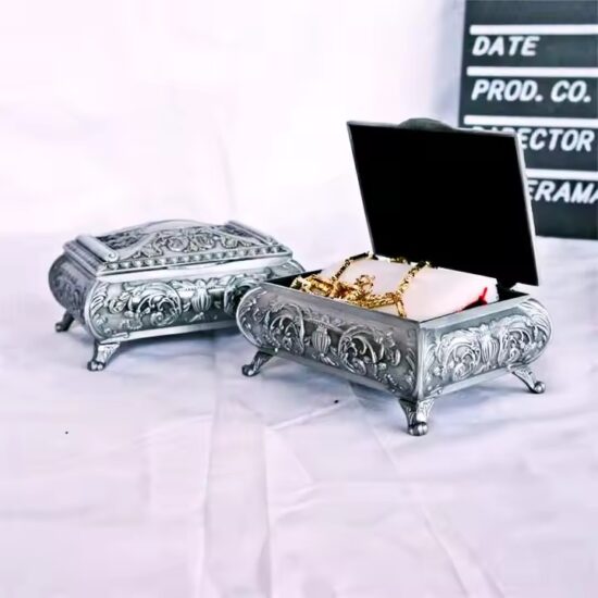 Luxury Metal Jewelry Box with Elegant Finish for Rings and Necklaces