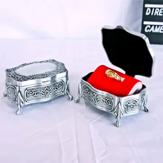 Luxury Metal Jewelry Box with Elegant Finish for Rings and Necklaces