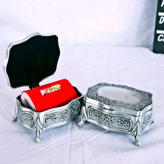 Luxury Metal Jewelry Box with Elegant Finish for Rings and Necklaces