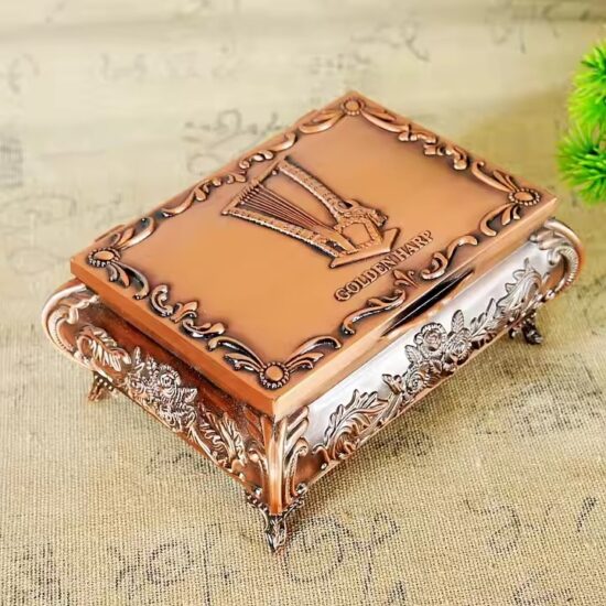 Luxury Metal Jewelry Box with Elegant Finish for Rings and Necklaces