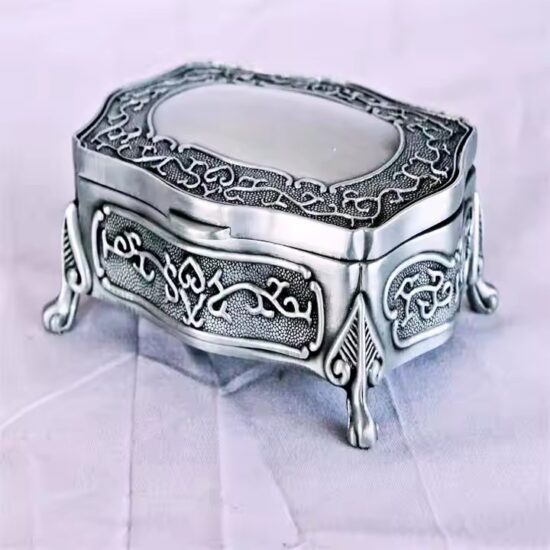 Luxury Metal Jewelry Box with Elegant Finish for Rings and Necklaces