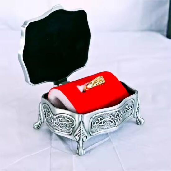 Luxury Metal Jewelry Box with Elegant Finish for Rings and Necklaces