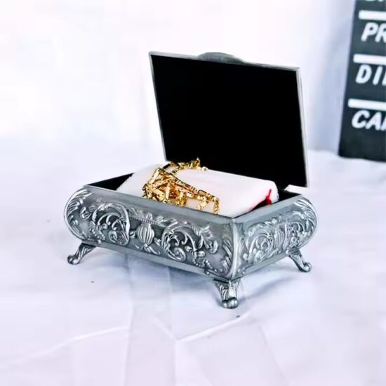 Luxury Metal Jewelry Box with Elegant Finish for Rings and Necklaces