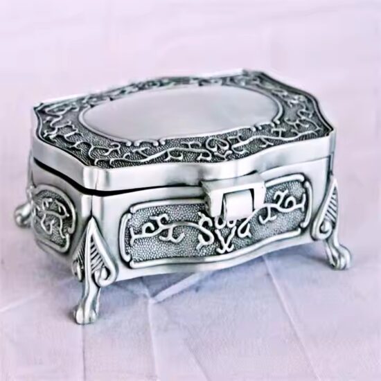 Luxury Metal Jewelry Box with Elegant Finish for Rings and Necklaces