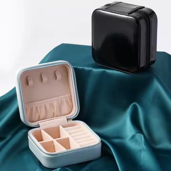 Square Mini PU Leather Jewelry Box for Earrings & Rings