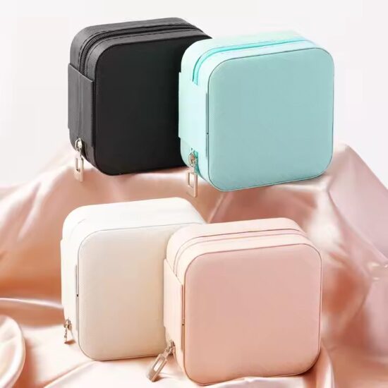 Square Mini PU Leather Jewelry Box for Earrings & Rings