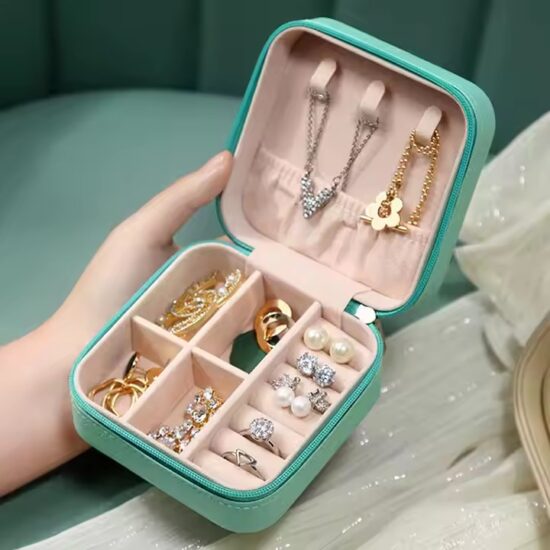 Square Mini PU Leather Jewelry Box for Earrings & Rings