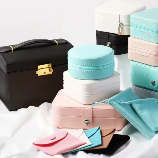 Square Mini PU Leather Jewelry Box for Earrings & Rings