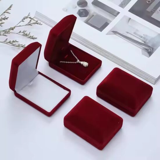 Elegant velvet jewelry box for rings and necklaces with custom logo