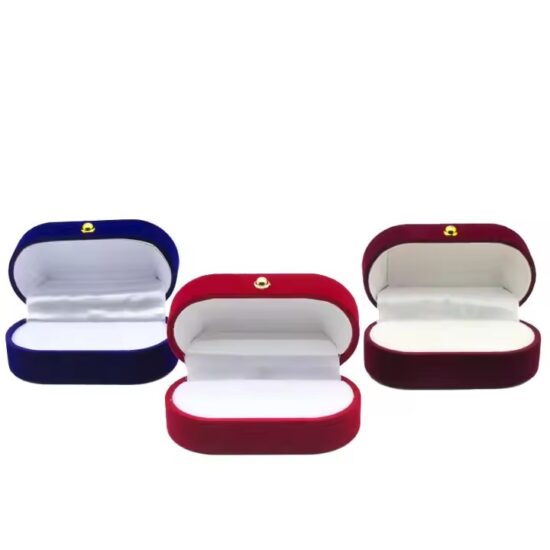 Elegant velvet jewelry box for rings and necklaces with custom logo