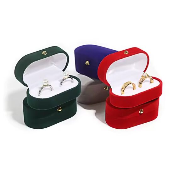 Elegant velvet jewelry box for rings and necklaces with custom logo