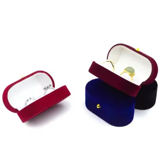 Elegant velvet jewelry box for rings and necklaces with custom logo
