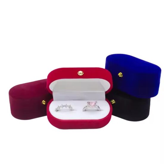 Elegant velvet jewelry box for rings and necklaces with custom logo